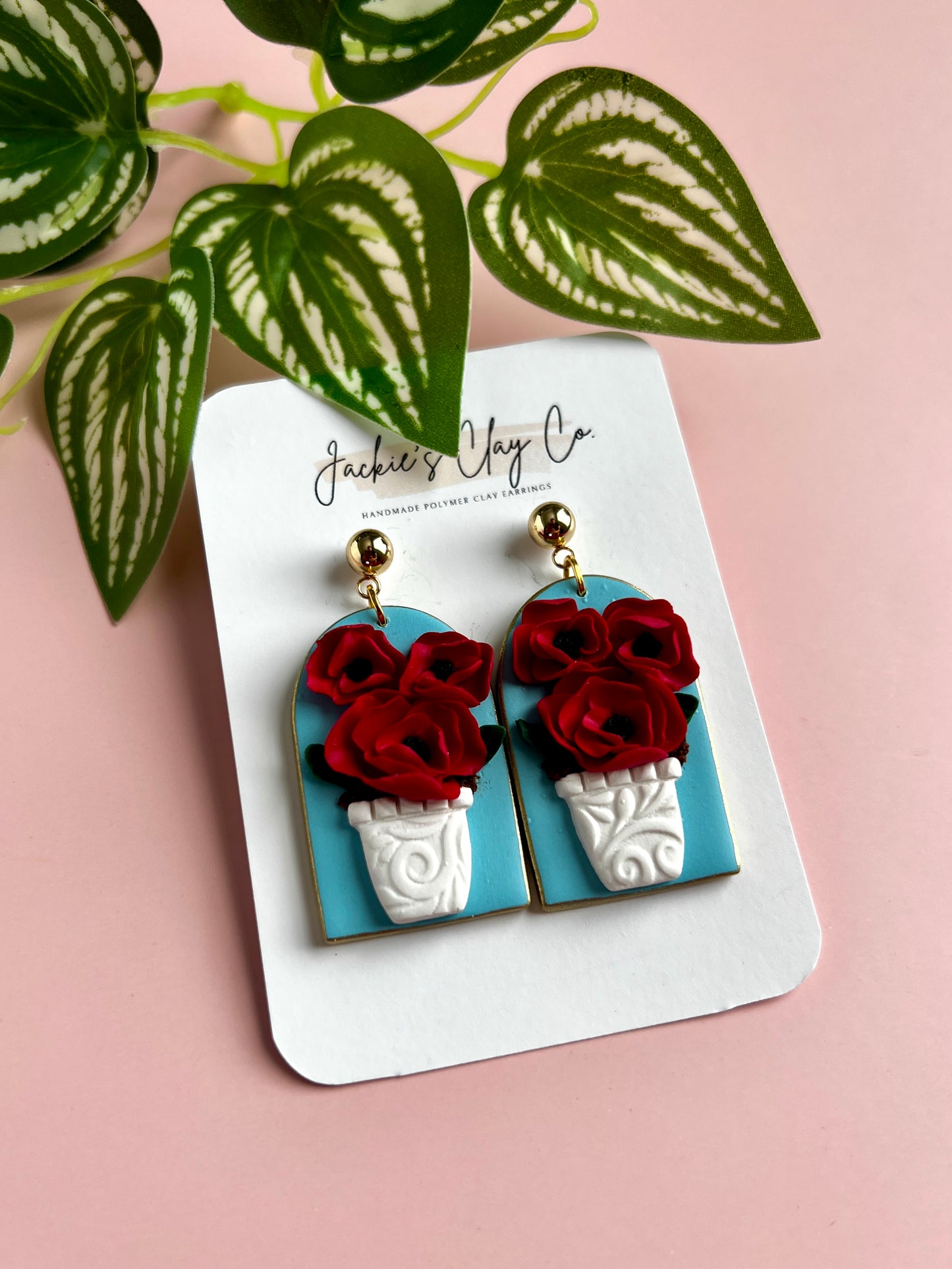 Poppies in vase dangles