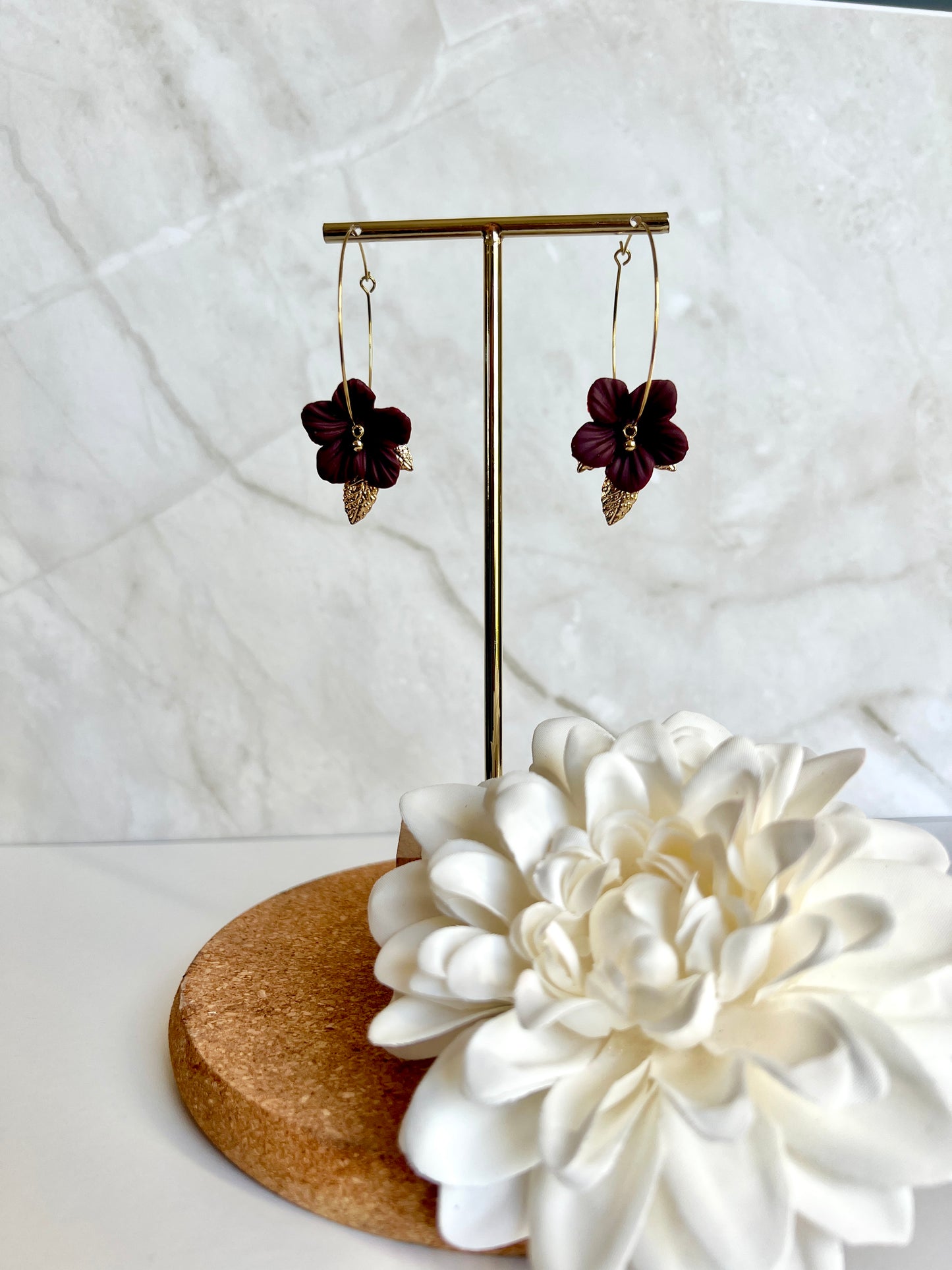 Burgundy Floral Hoops