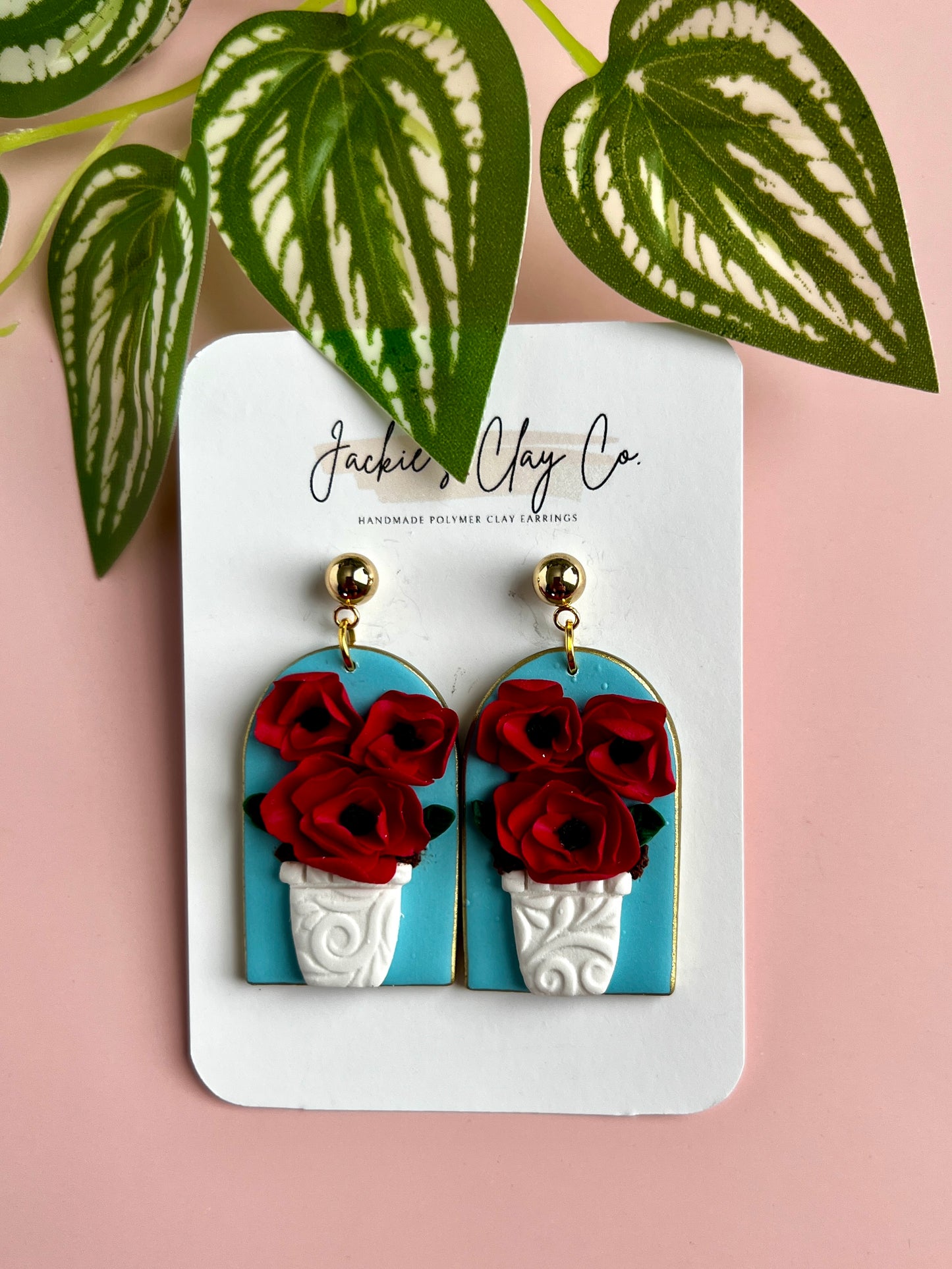 Poppies in vase dangles