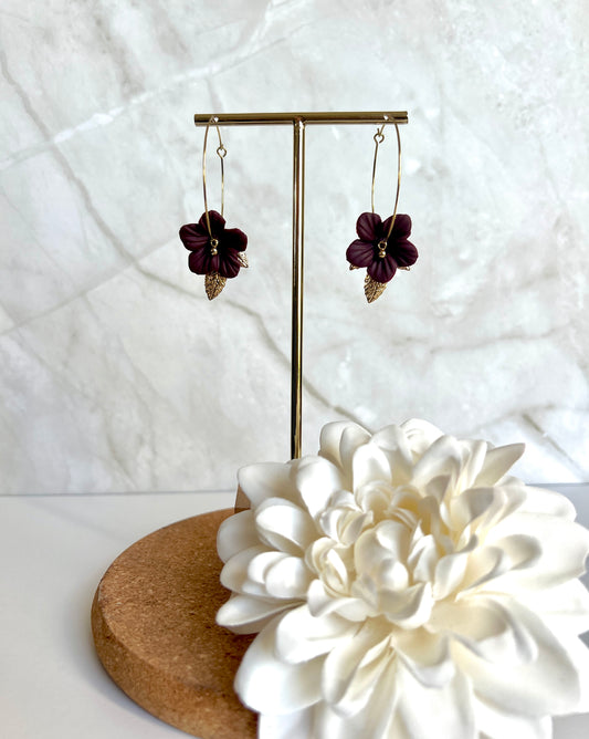 Burgundy Floral Hoops
