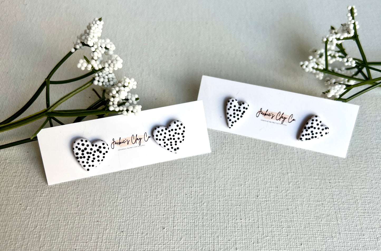 Polka Dot Heart Studs